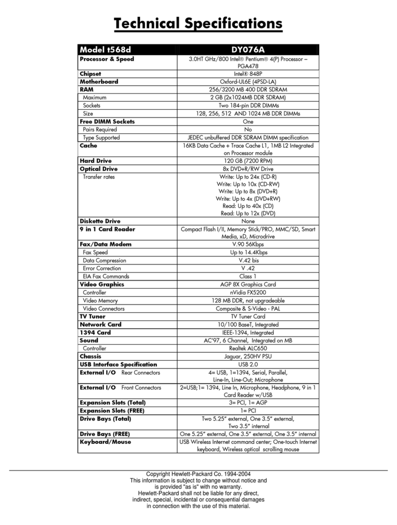 HP Pavilion t500 - Desktop PC Instruction manual HP Pavilion t500 - Desktop PC Instruction manual