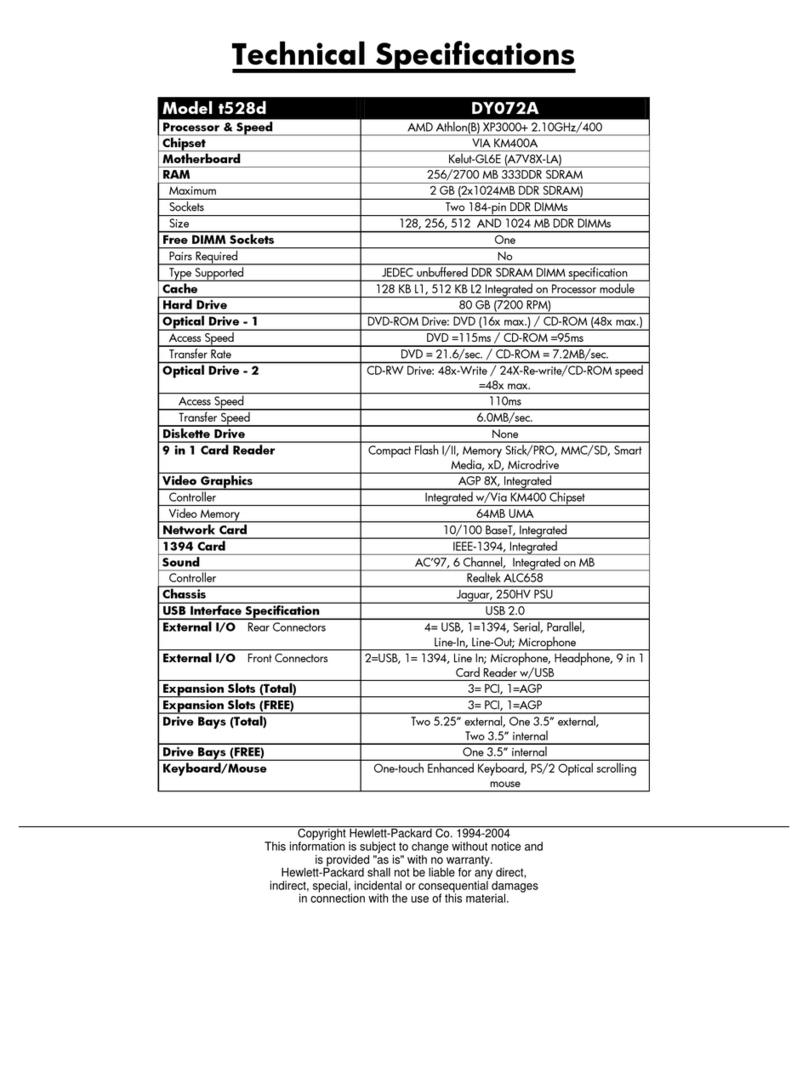 HP Pavilion t500 - Desktop PC User manual