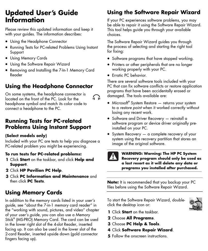 HP Pavilion t500 - Desktop PC user guide