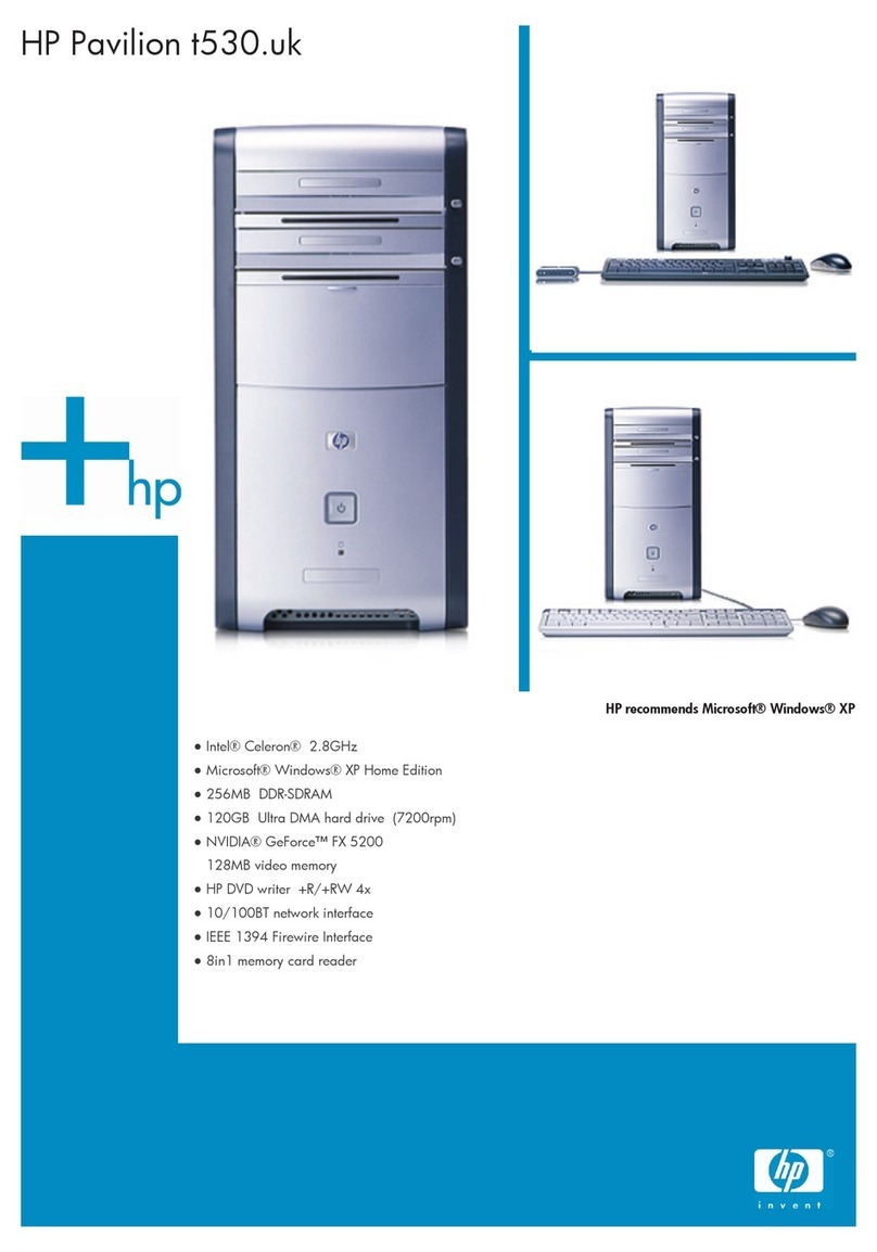 HP Pavilion t500 - Desktop PC Installation instructions