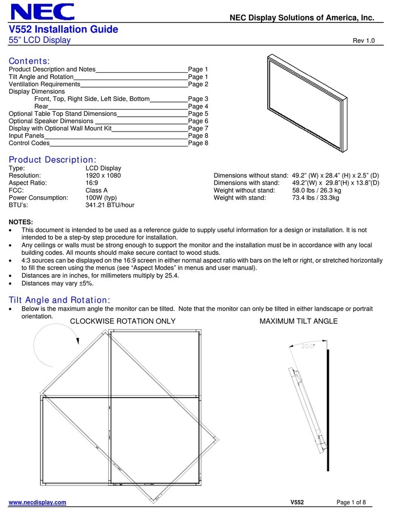 NEC MultiSync V552 User manual