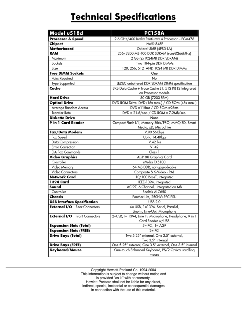 HP Pavilion u500 - Desktop PC Instruction manual