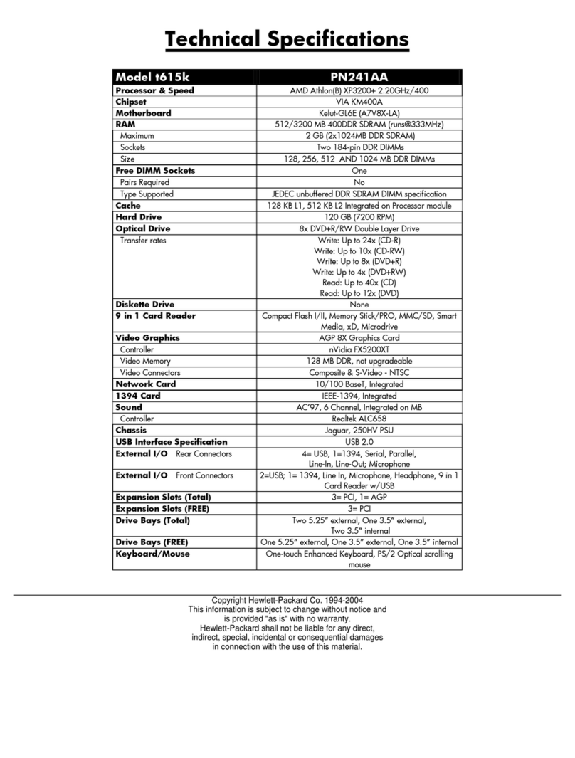HP Pavilion t600 - Desktop PC User manual