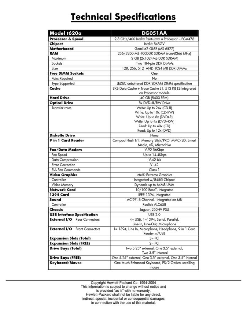 HP Pavilion t600 - Desktop PC User manual