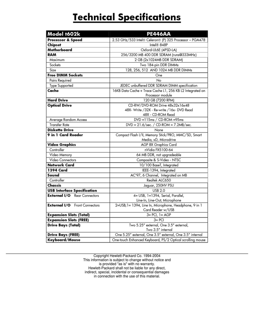 HP Pavilion t600 - Desktop PC User manual