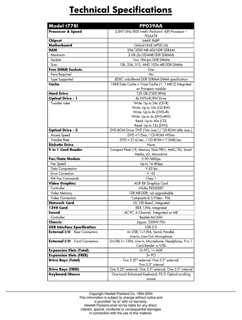 HP Pavilion t700 - Desktop PC User manual