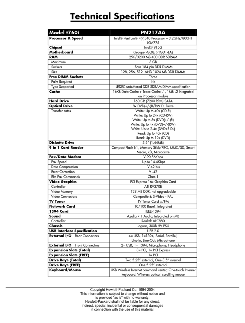 HP Pavilion t700 - Desktop PC User manual