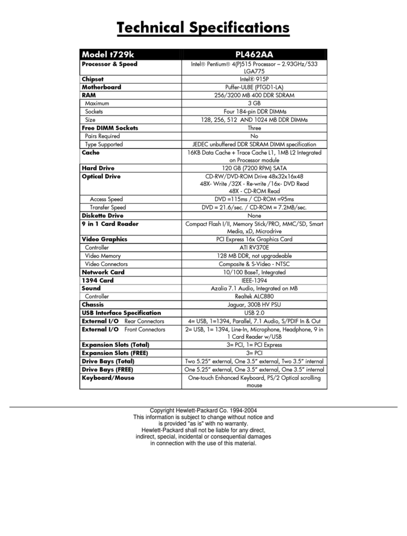 HP Pavilion t700 - Desktop PC User manual