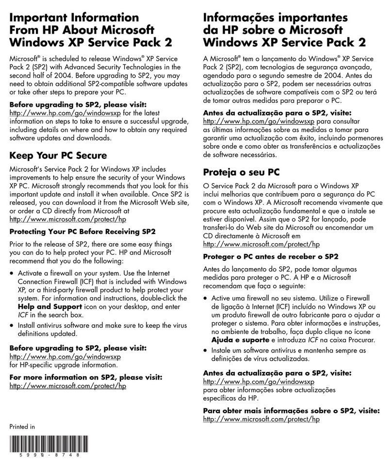 HP Pavilion t700 - Desktop PC Operating manual