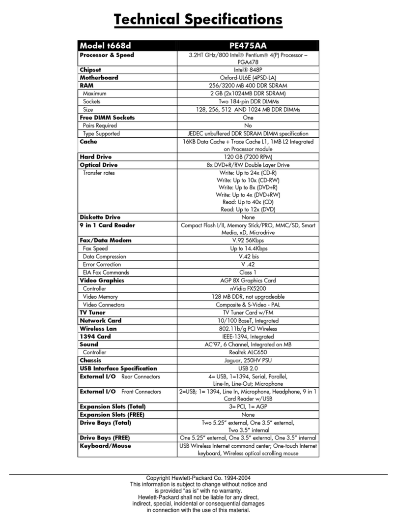 HP Pavilion t600 - Desktop PC User manual