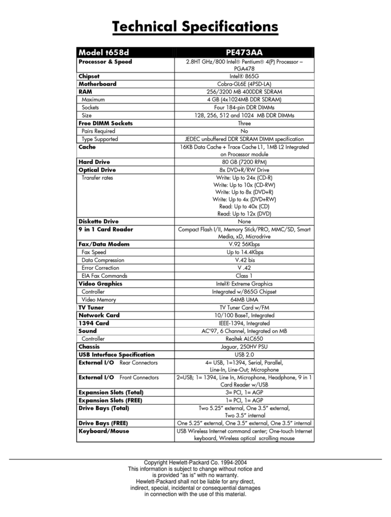 HP Pavilion t600 - Desktop PC User manual