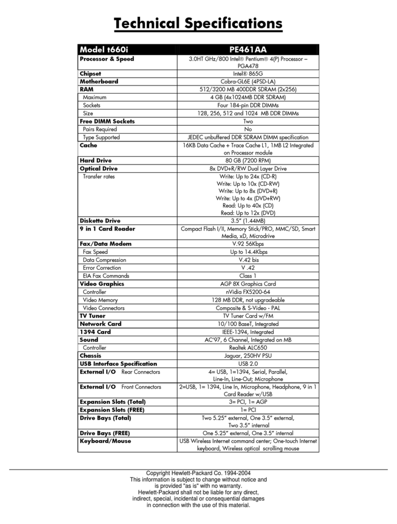 HP Pavilion t600 - Desktop PC User manual
