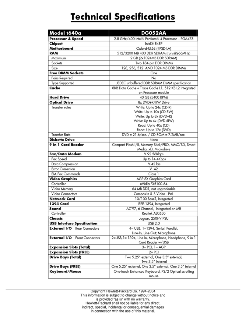 HP Pavilion t600 - Desktop PC User manual