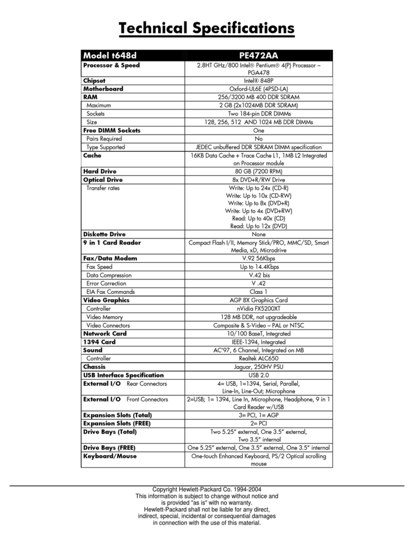 HP Pavilion t600 - Desktop PC User manual