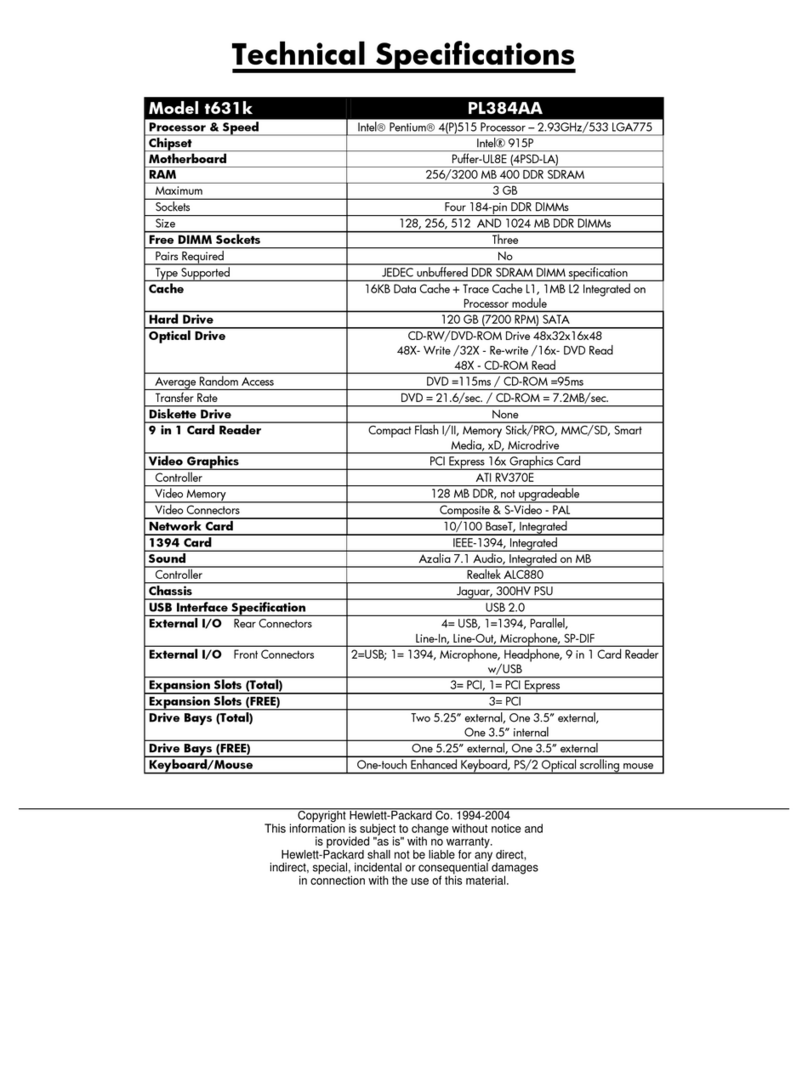 HP Pavilion t600 - Desktop PC User manual