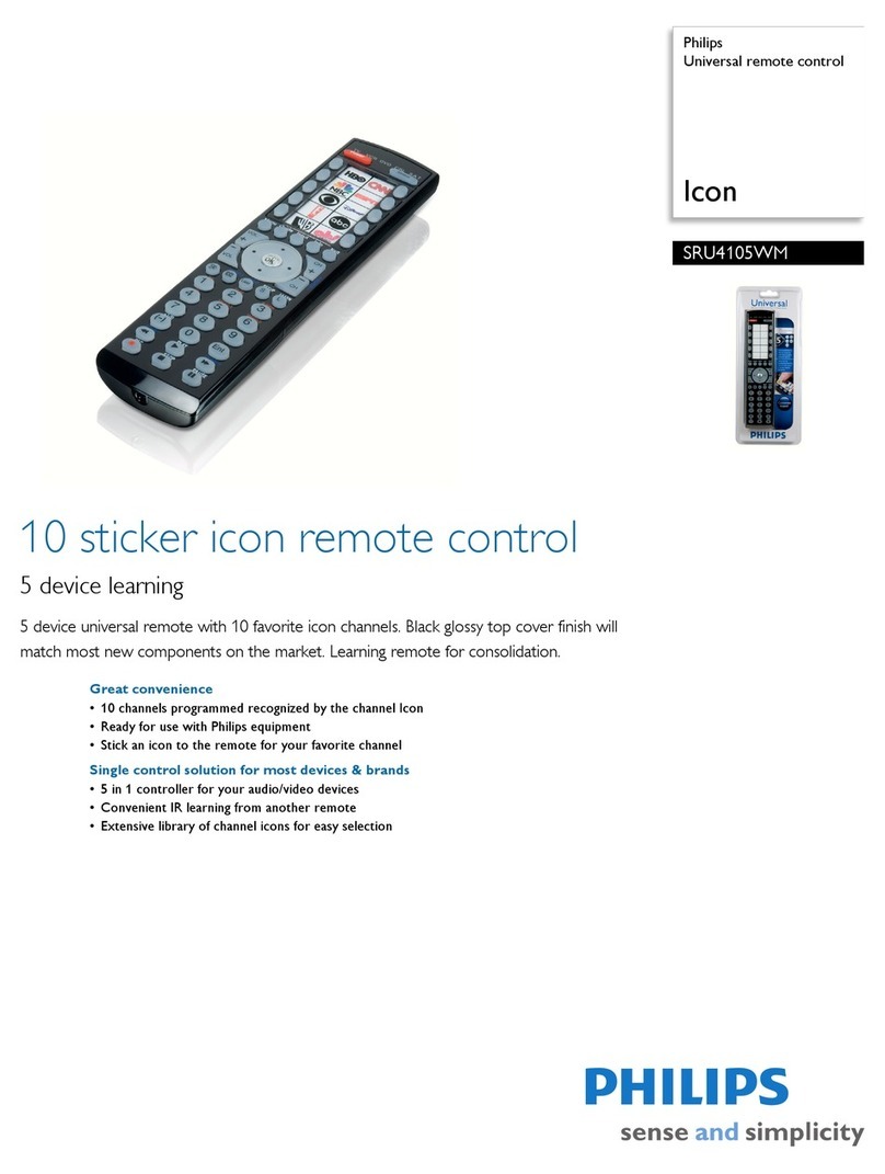 Philips SRU4105WM - Universal Remote Control Specifications