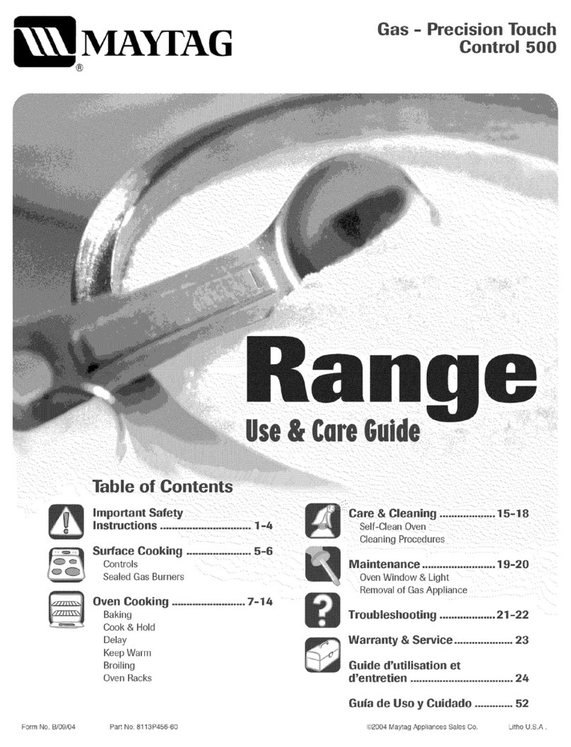 Maytag MGR5755QDB - 30 Ing Gas Range User manual