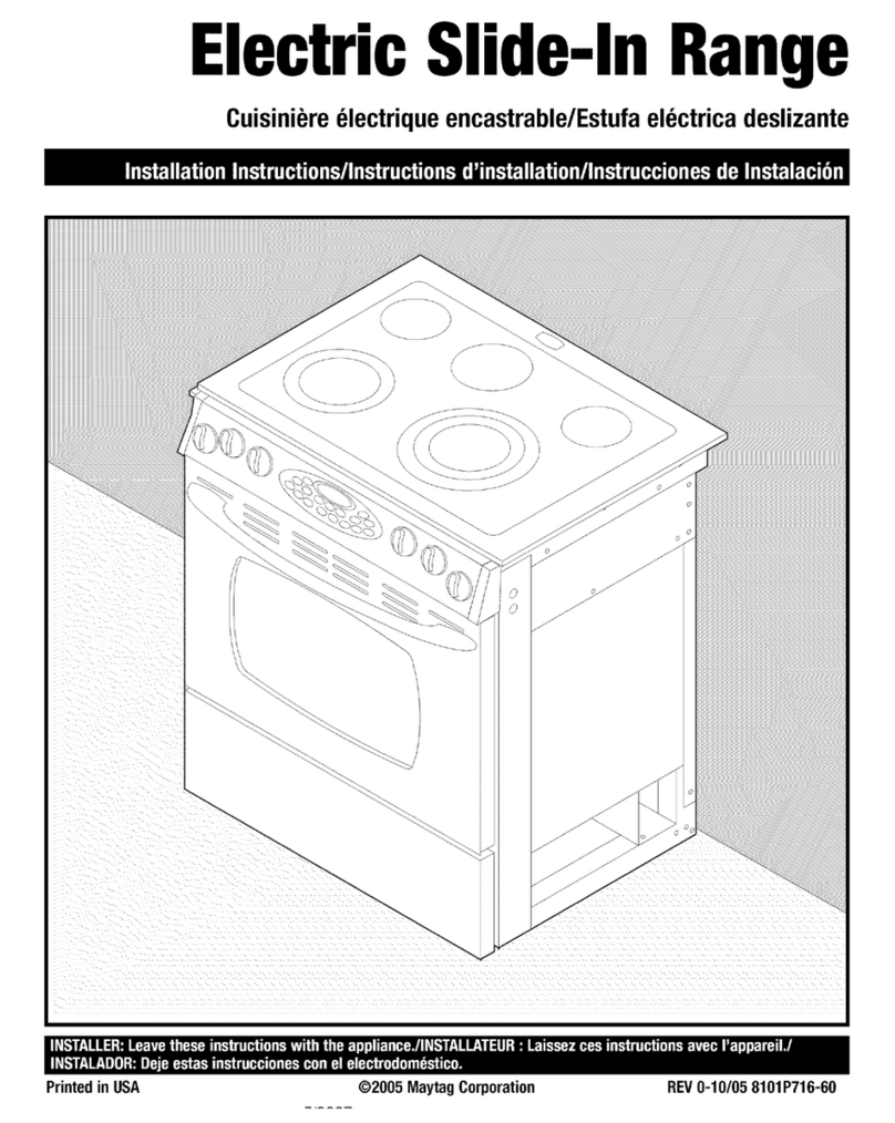 Maytag MES5875BAB - 30" Slide-In Electric Range installation instructions Maytag MES5875BAB - 30" Slide-In Electric Range installation instructions