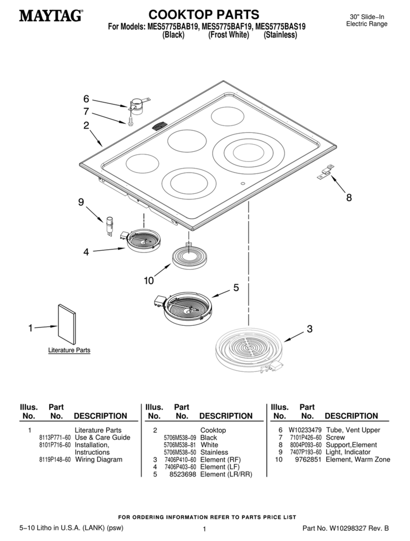 Maytag MES5775BAB - 30" Slide-In Electric Range User manual