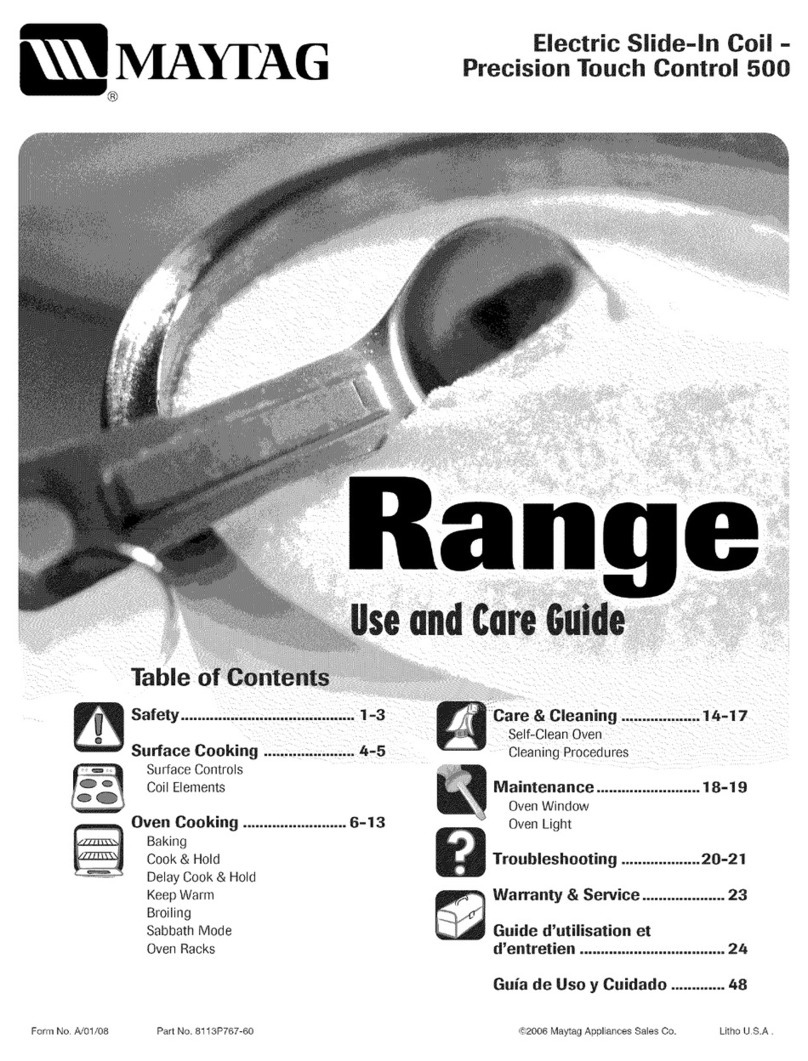 Maytag MES5552BA - 30 in. Electric Slide-In Range Use and care guide Maytag MES5552BA - 30 in. Electric Slide-In Range Use and care guide