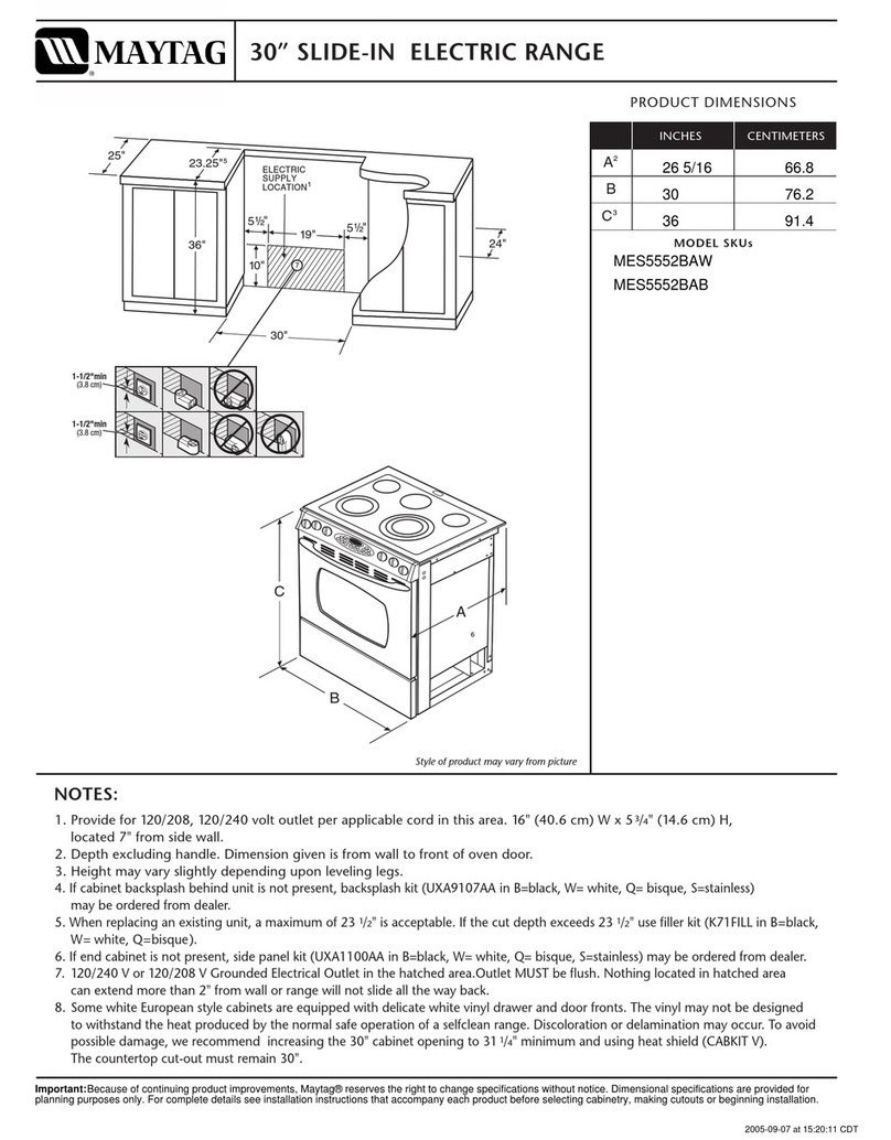 Maytag MES5552BAB - 30 Inch Slide-In Electric Range User guide