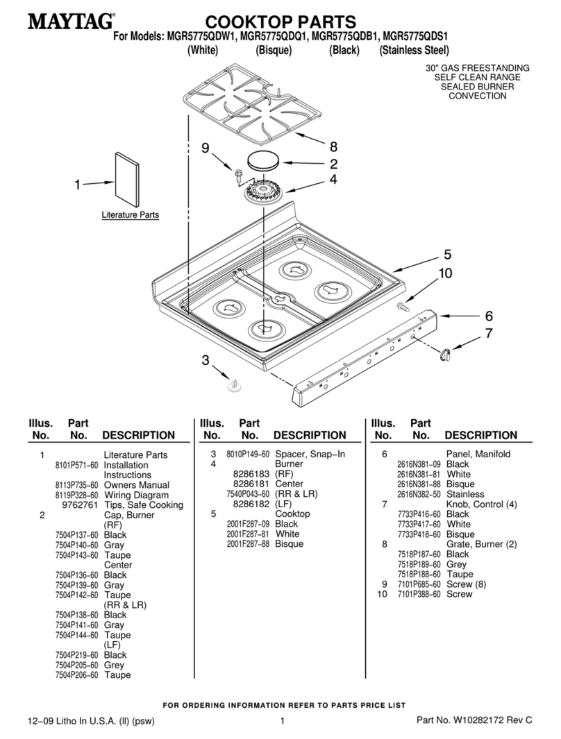 Maytag MGR5775QDB - 30" Gas Range User manual