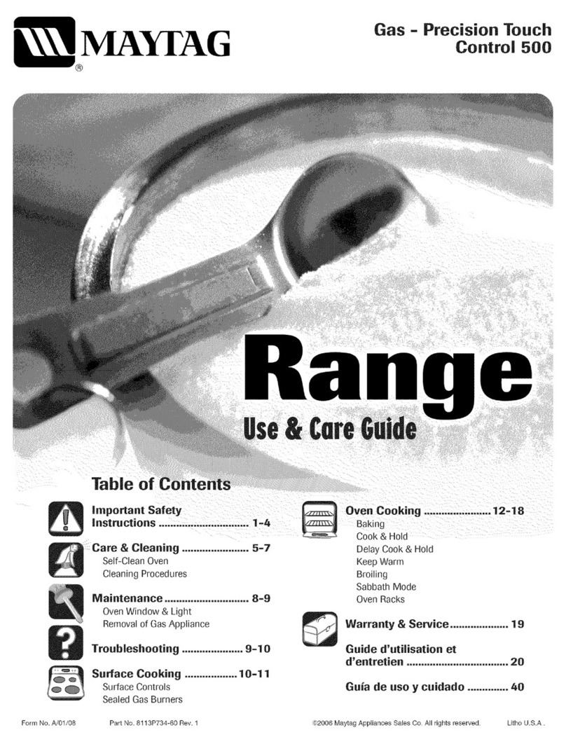 Maytag MGR5765QDS - 30 Inch Gas Range User manual