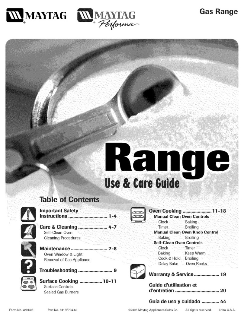 Maytag MGR5751BDS - 30 Inch Gas Range User manual