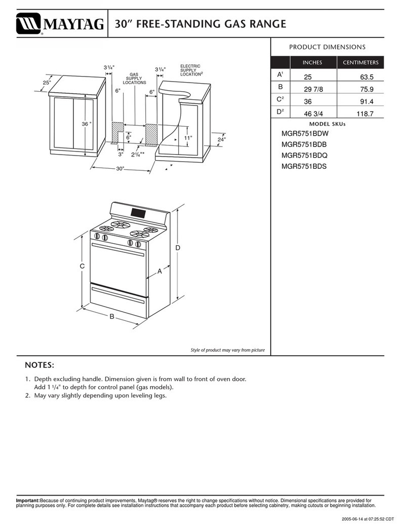 Maytag MGR5751BDQ - 30 Inch Gas Range User guide