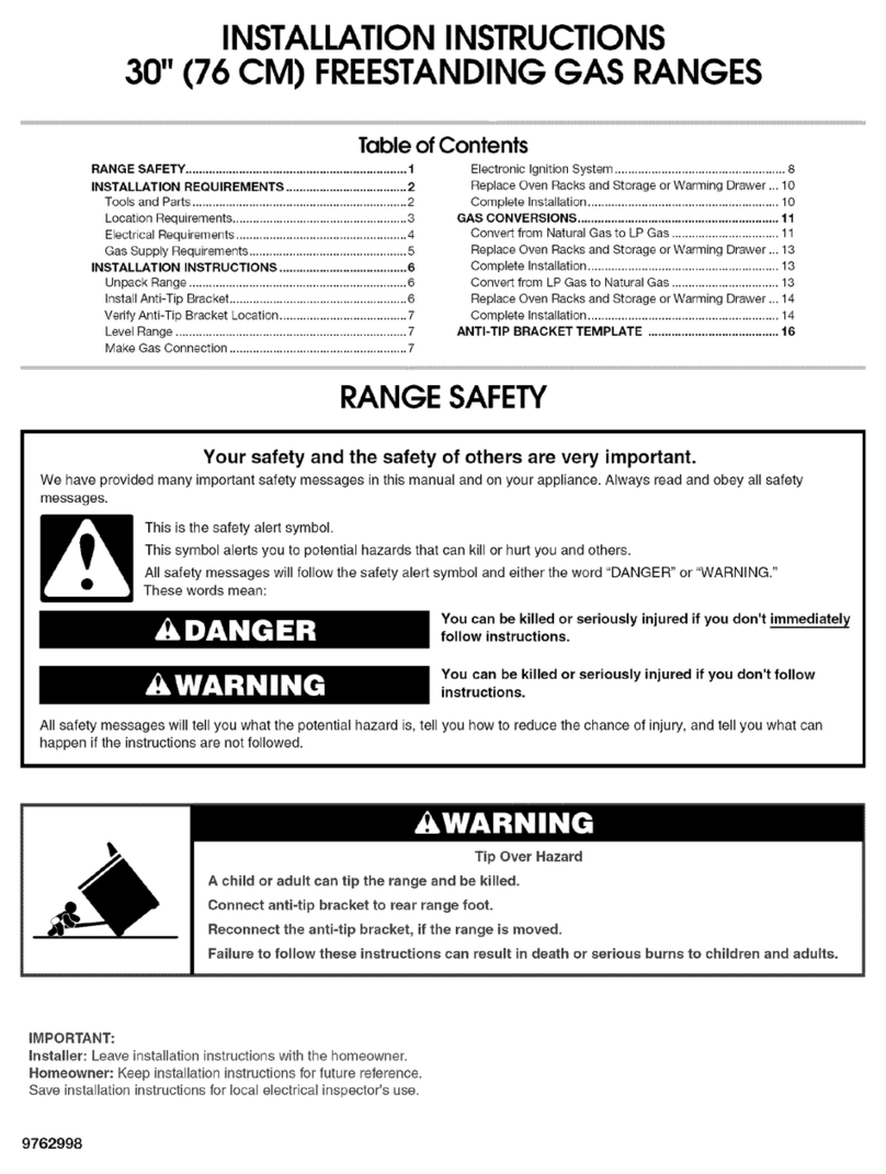 Whirlpool SF265LXTT - Gas Range User manual