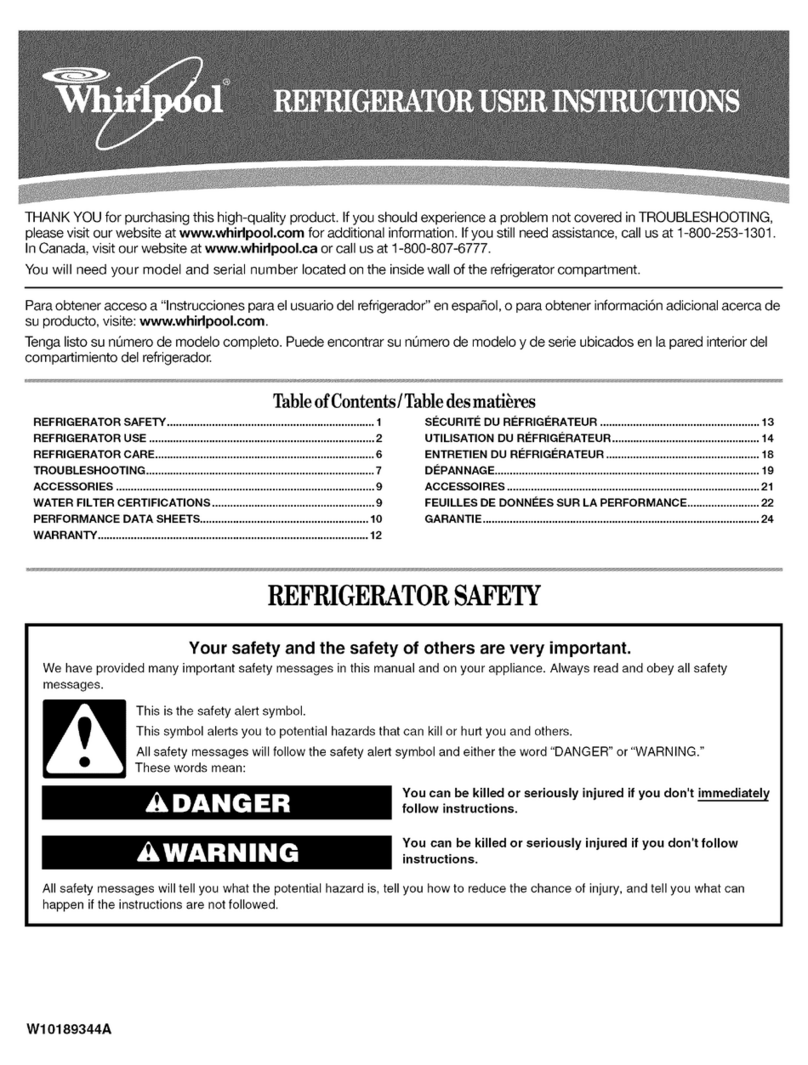 Whirlpool GC3SHAXVB - 23.1 cu. ft User instructions Whirlpool GC3SHAXVB - 23.1 cu. ft User instructions