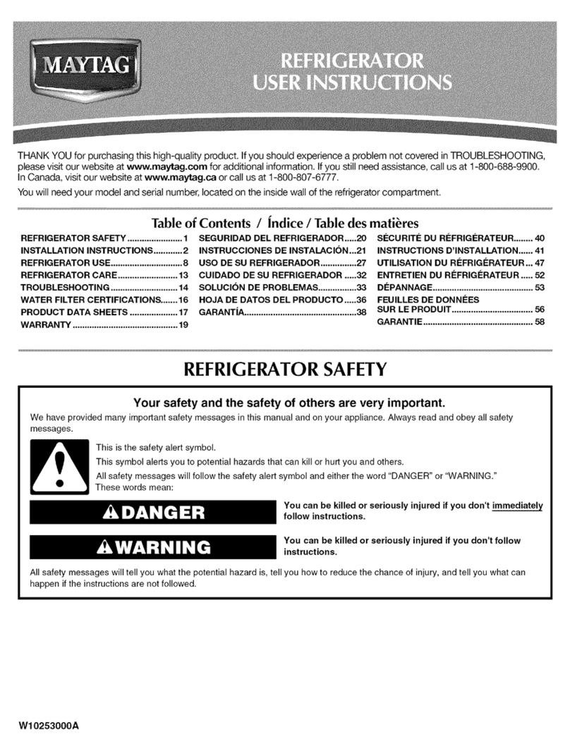 Maytag MFT2771WEW - 27 cu. Ft. Refrigerator User manual