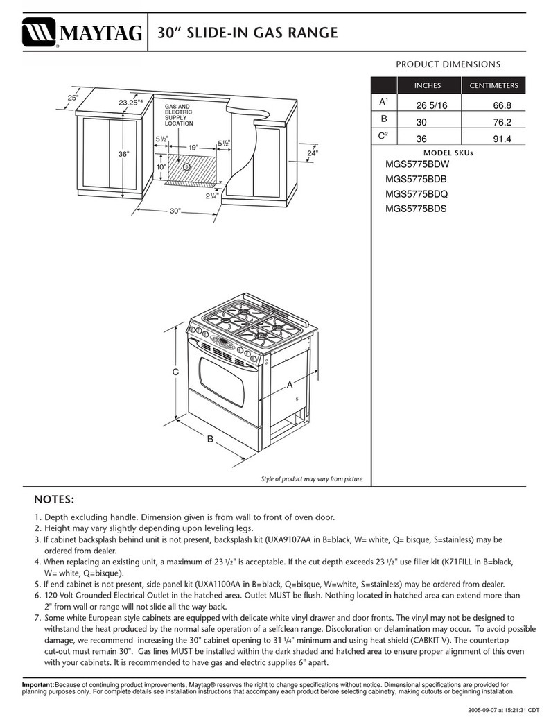 Maytag MGS5775BDW - Slide in Gas Range Dimensions Maytag MGS5775BDW - Slide in Gas Range Dimensions