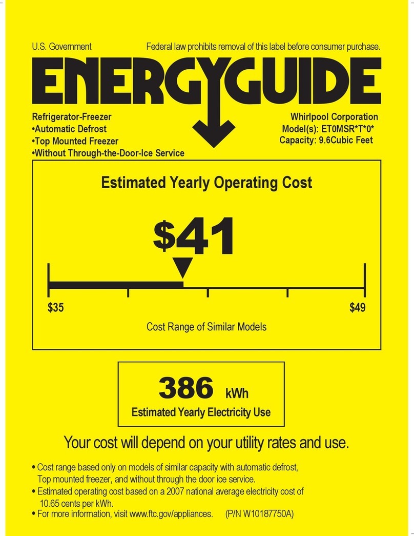 Whirlpool ET0MSRXTL - 9.7 Cubic Foot Refrigerator Energy guide Whirlpool ET0MSRXTL - 9.7 Cubic Foot Refrigerator Energy guide