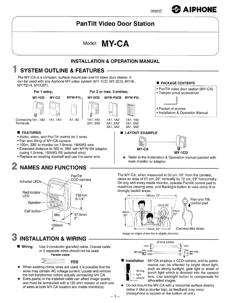 Aiphone MY-CA Installation & operation manual