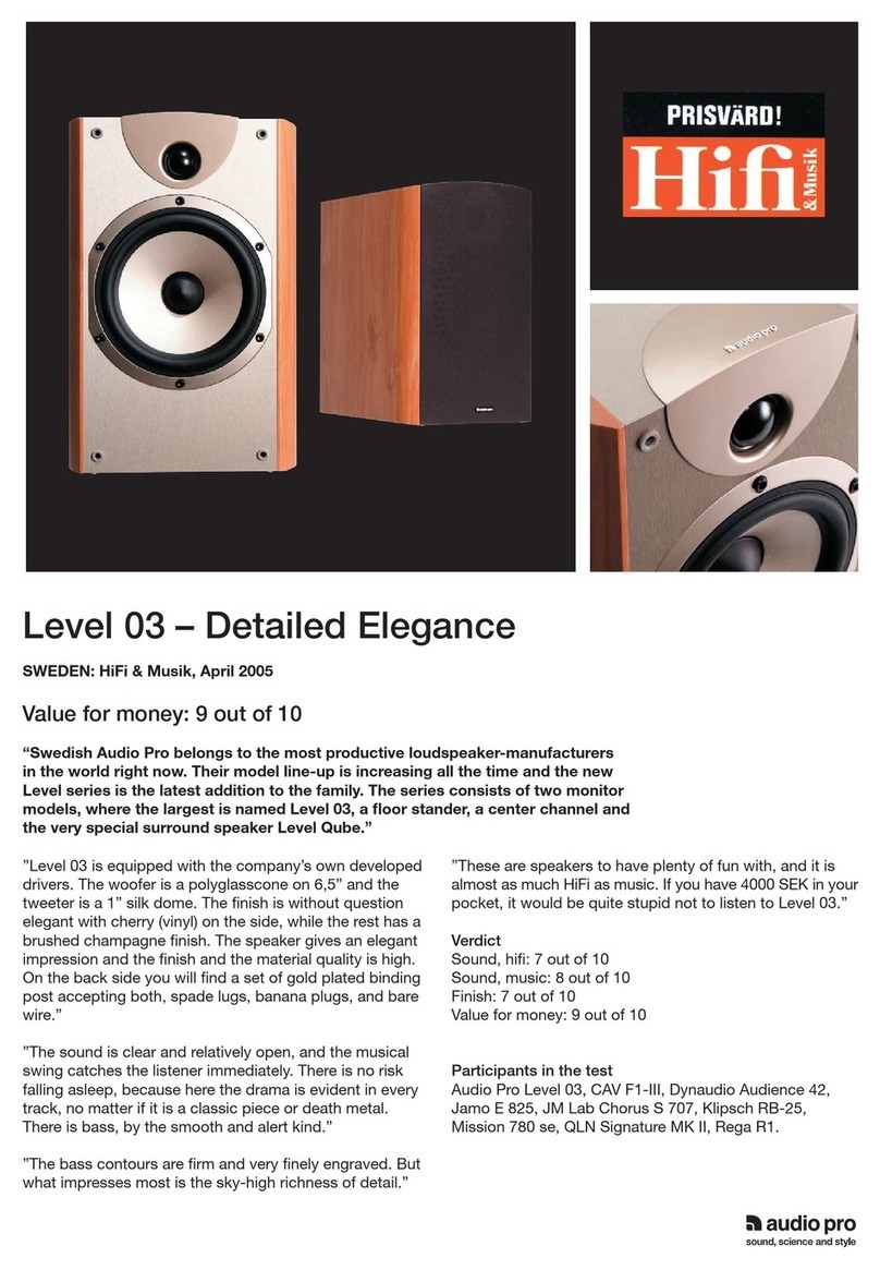 Audio Pro Level Series Level 03 reference guide