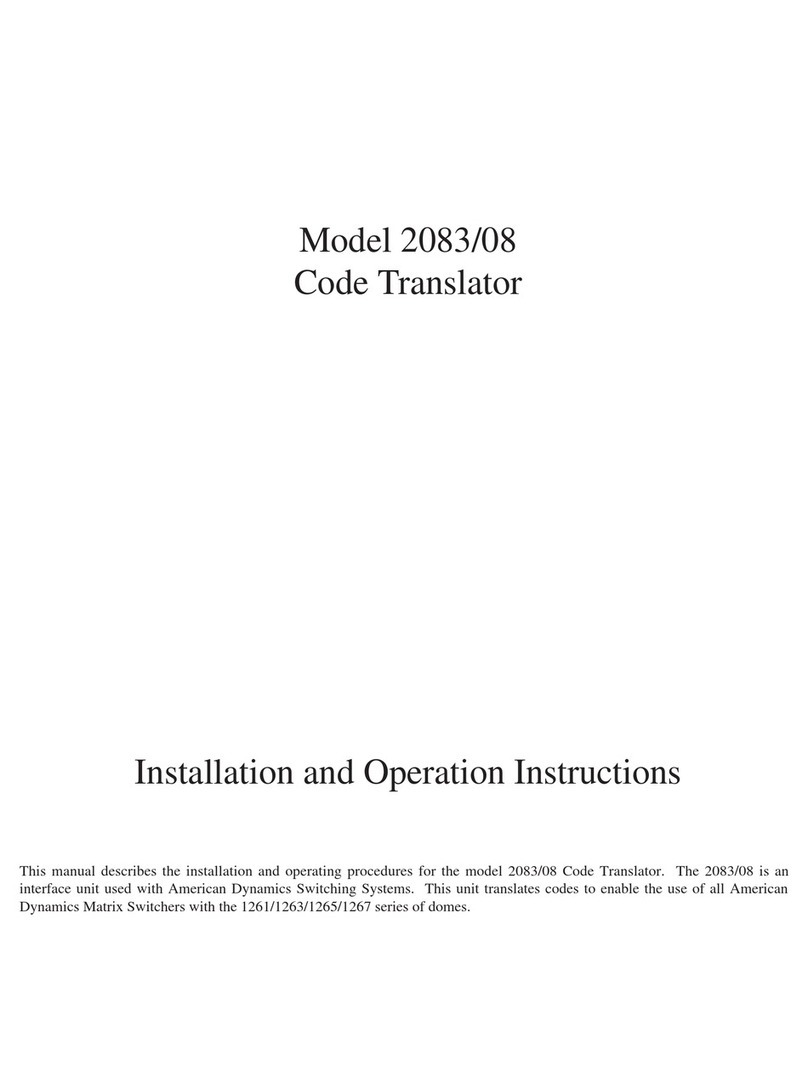 American Dynamics AD2083/08 Installation and operation instructions