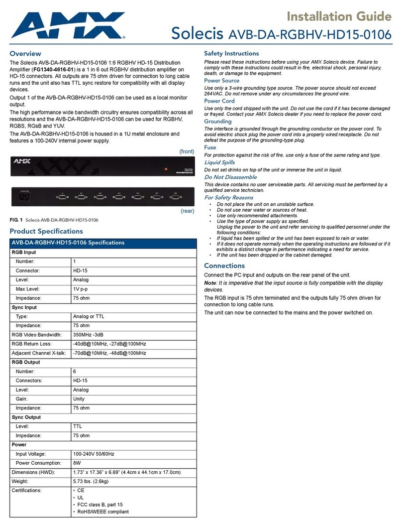 AMX Solecis AVB-DA-RGBHV-HD15-0106 User manual