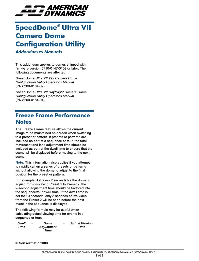 American Dynamics SpeedDome Ultra VII Installation and operating instructions