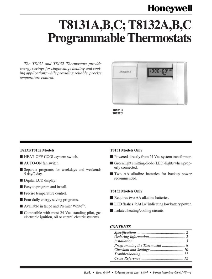 Honeywell T812A1002 - Mechanical Thermostat User manual