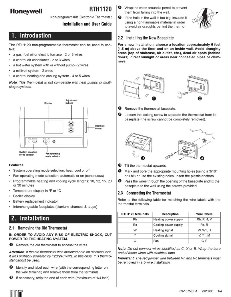Honeywell RTH1120 Installation and user guide