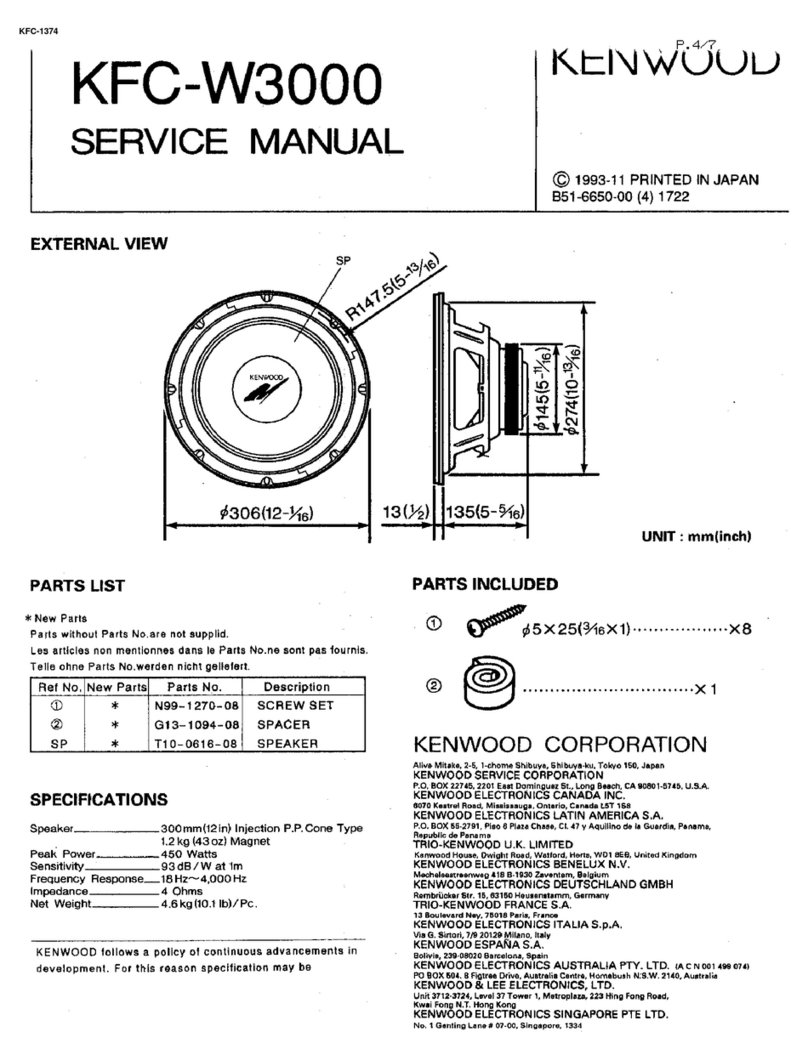 Kenwood KFC-W3000 User manual Kenwood KFC-W3000 User manual