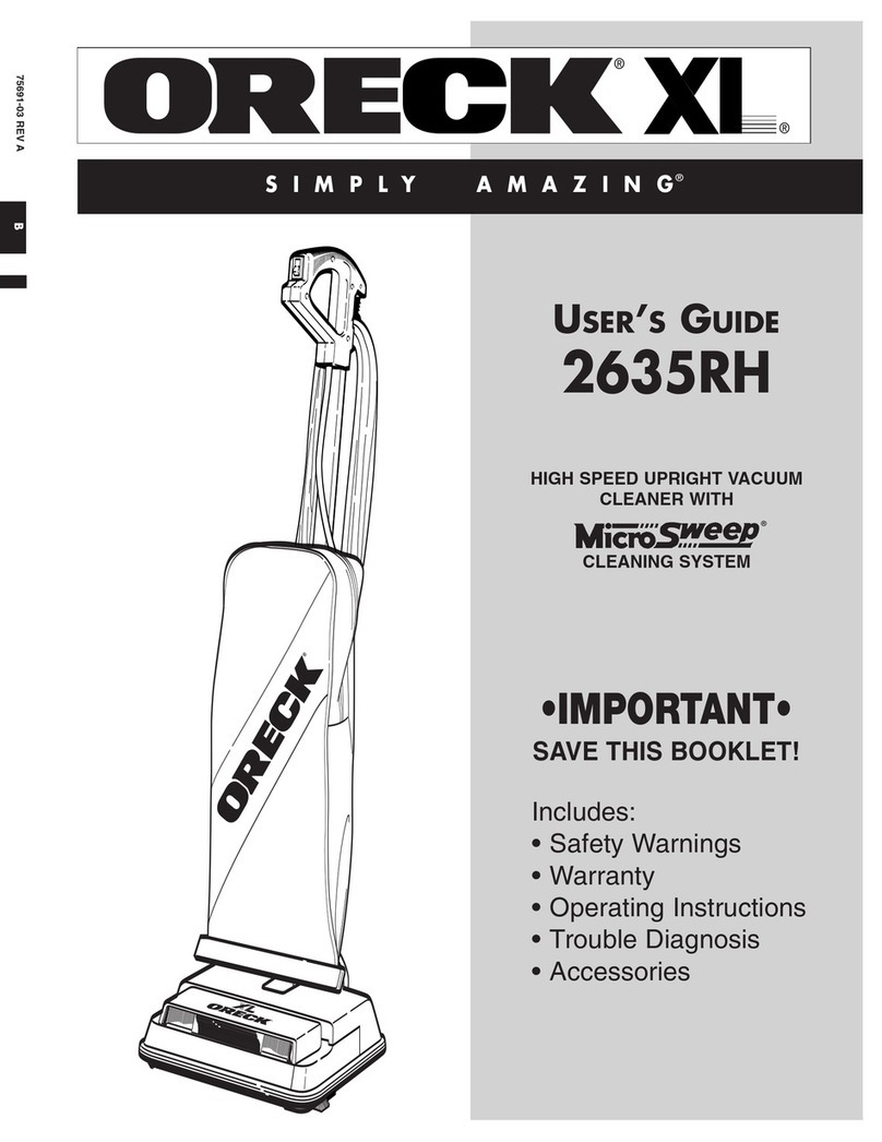 Oreck XL 2635RH User manual