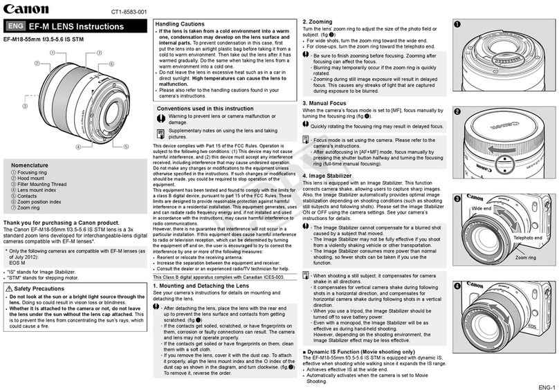 Canon EF-M 18-55mm f3.5-5.6 IS STM User manual Canon EF-M 18-55mm f3.5-5.6 IS STM User manual