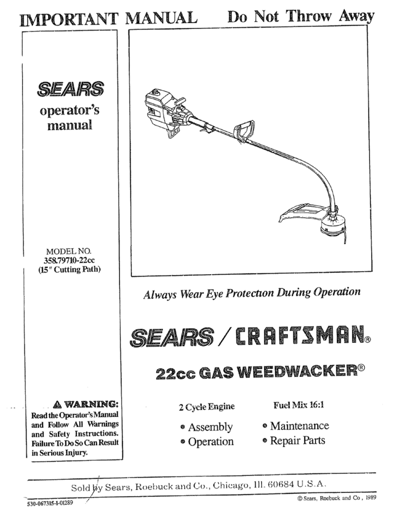 Craftsman 358795790 - 19 in. Hedge Trimmer User manual
