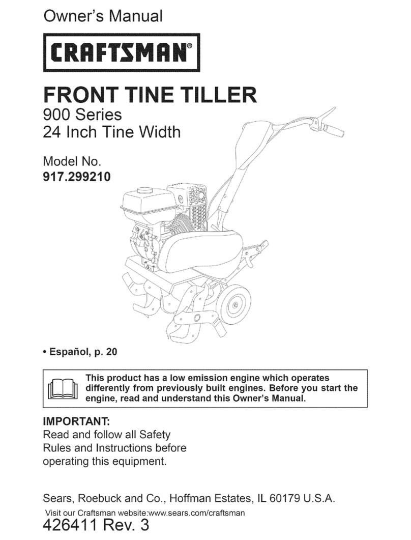 Craftsman 29921 - Front Tine Tiller-CA Model User manual