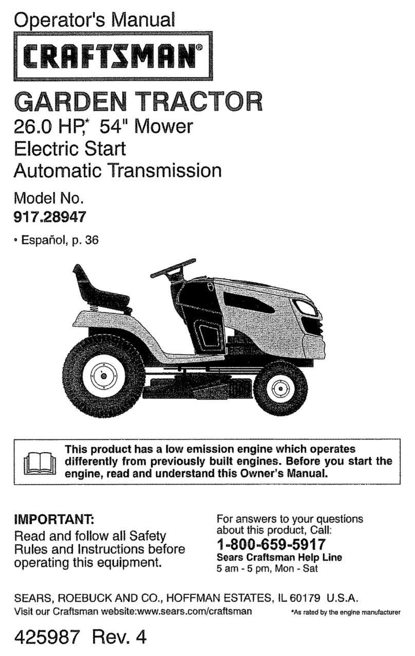 Craftsman 28947 - GT 5000 26 HP/54" Garden Tractor Operator's manual