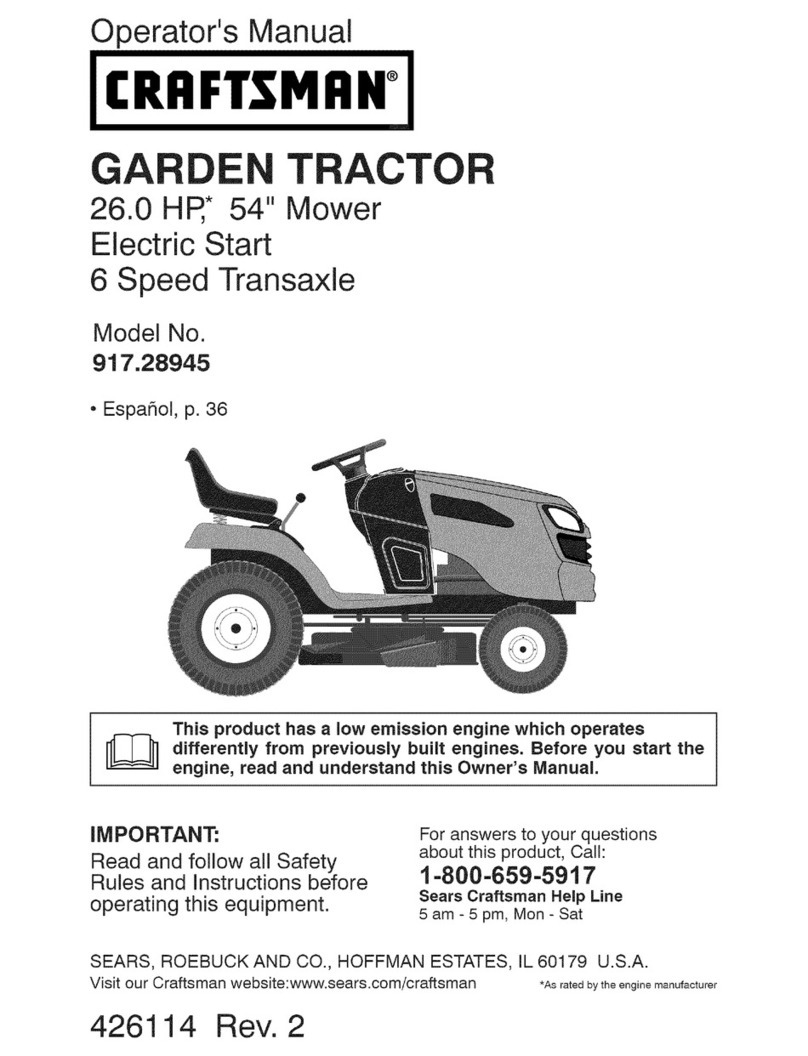 Craftsman 28945 - GT 5000 26 HP/54" Garden Tractor Operation manual