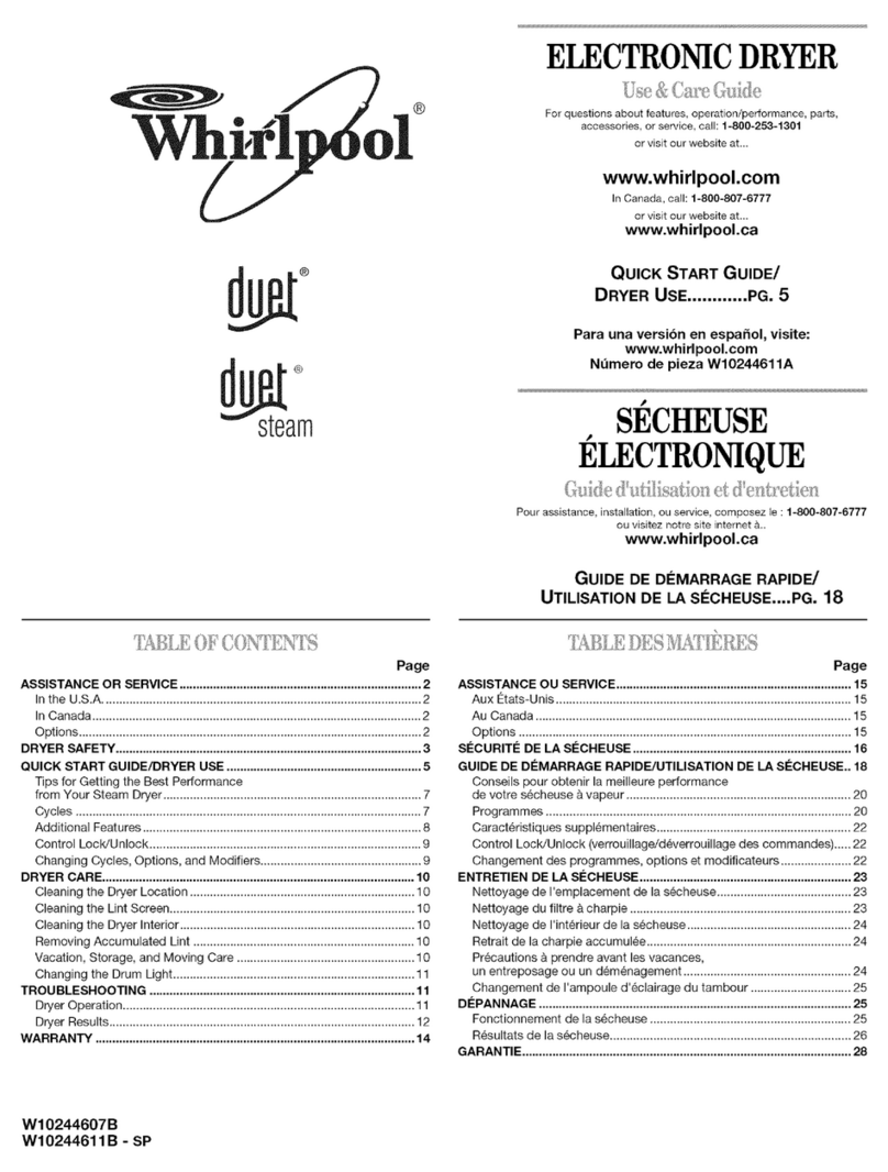 Whirlpool WED9610XW User manual