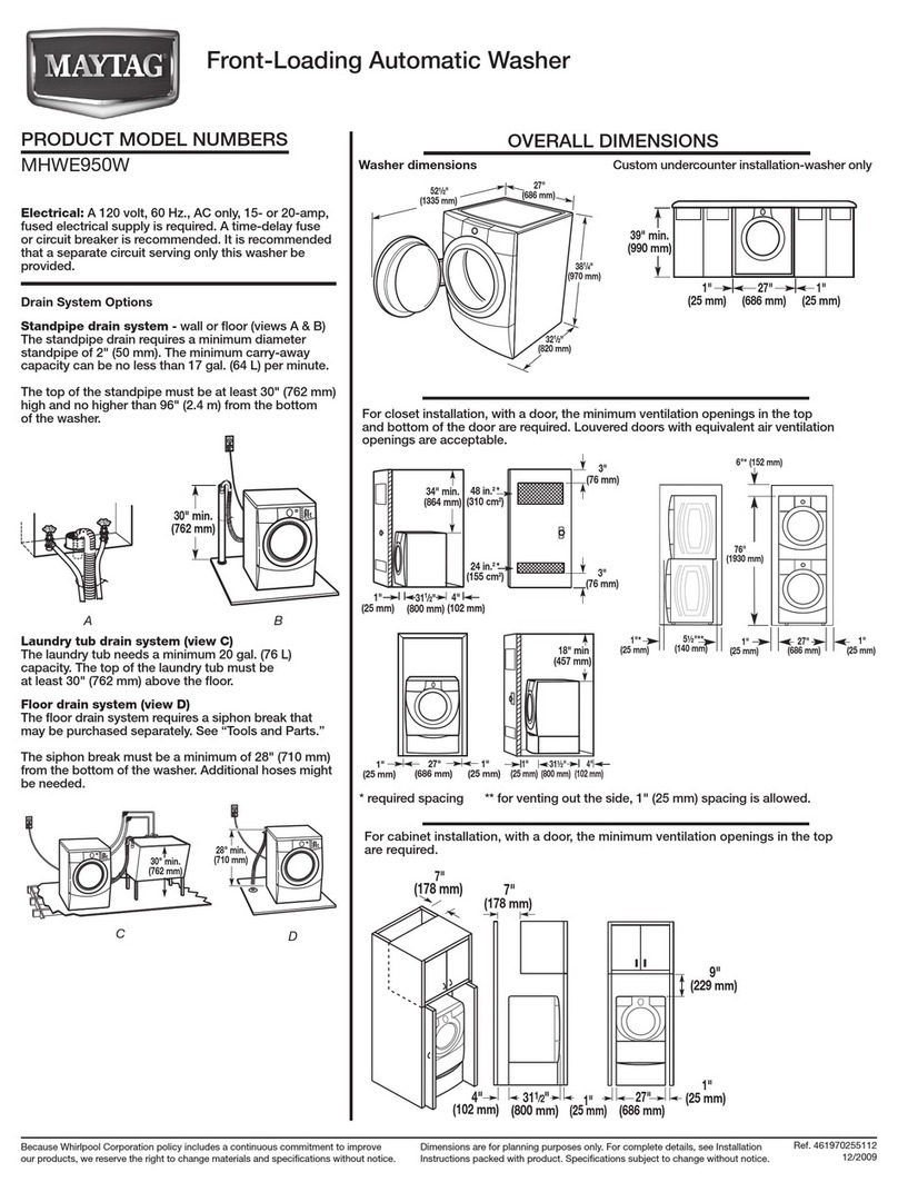 Maytag MHWE950W Series Parts list manual